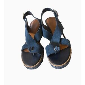 Franco Sarto Blue Suede Toe Ring Platform Sandals Size 8.5M